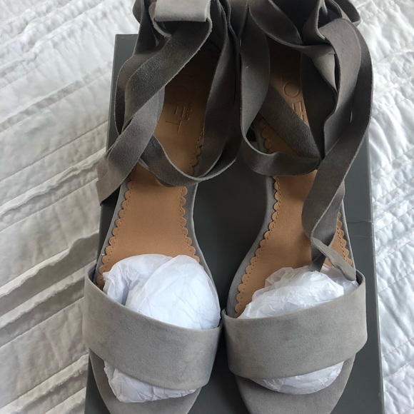 grey lace up block heels